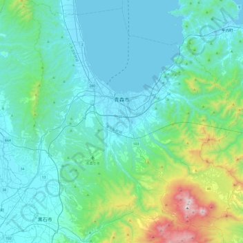 青森市 topographic map, elevation, terrain