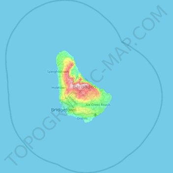 Barbados topographic map, elevation, terrain