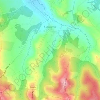 Gouzens topographic map, elevation, terrain