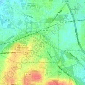 Village of Pittsford topographic map, elevation, terrain