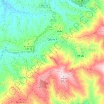 Celavisa topographic map, elevation, terrain