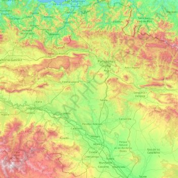 Navarra topographic map, elevation, terrain