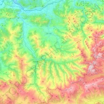 Valles Pasiegos topographic map, elevation, terrain