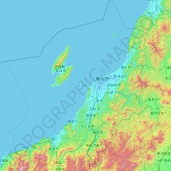 新潟県 topographic map, elevation, terrain