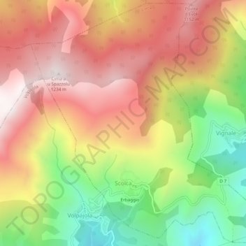 Scolca topographic map, elevation, terrain