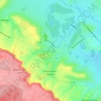 Brémontier-Merval topographic map, elevation, terrain