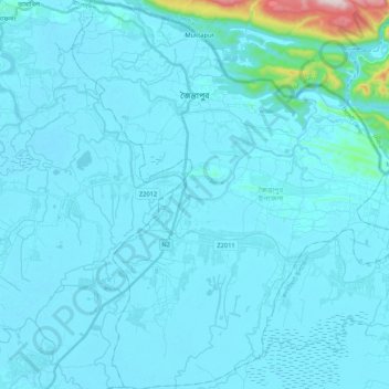 Jaintiapur Upazila topographic map, elevation, terrain
