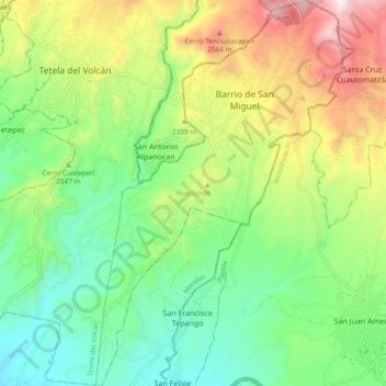 Hueyapan topographic map, elevation, terrain
