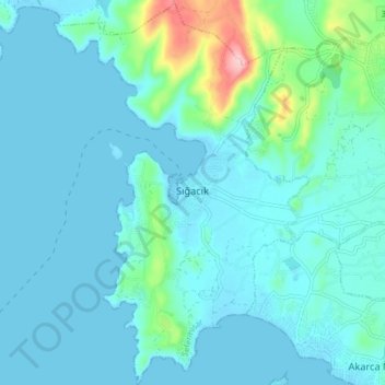 Sığacık Mahallesi topographic map, elevation, terrain