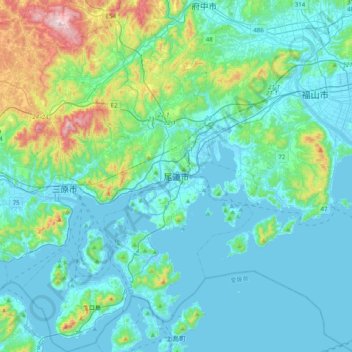 尾道市 topographic map, elevation, terrain
