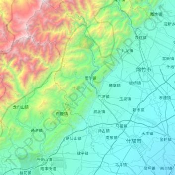 什邡市 topographic map, elevation, terrain