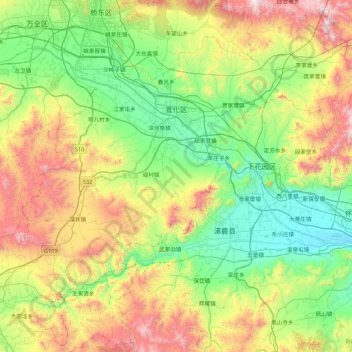 Xuanhua District topographic map, elevation, terrain
