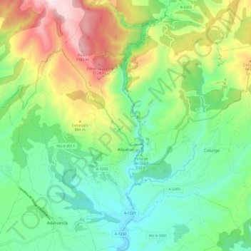 Alquézar topographic map, elevation, terrain