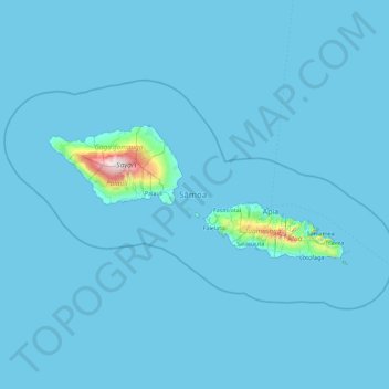 Samoa topographic map, elevation, terrain