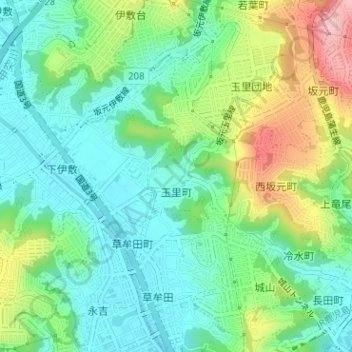 玉里町 topographic map, elevation, terrain