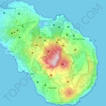 Isola di Pantelleria topographic map, elevation, terrain