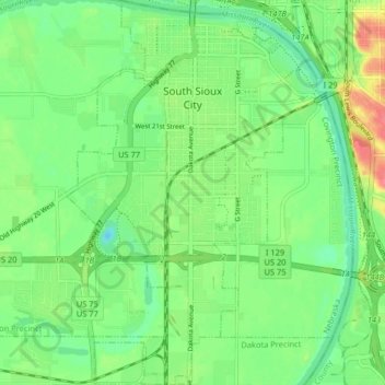 South Sioux City topographic map, elevation, terrain