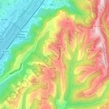 Colomars topographic map, elevation, terrain