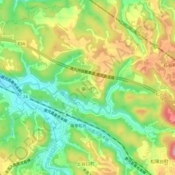 福山町 topographic map, elevation, terrain