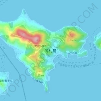 岡村島 topographic map, elevation, terrain