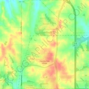 Country Club topographic map, elevation, terrain