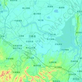 汉寿县 topographic map, elevation, terrain