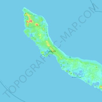 Curaçao topographic map, elevation, terrain