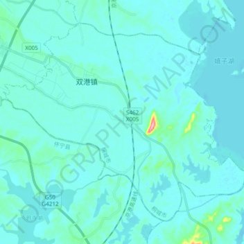 双港镇 topographic map, elevation, terrain