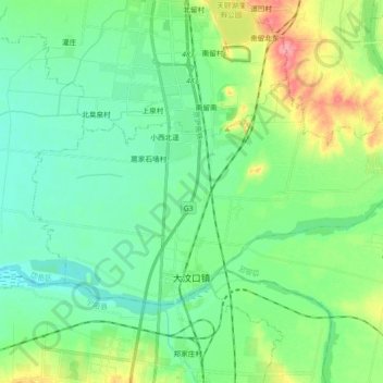 大汶口镇 topographic map, elevation, terrain