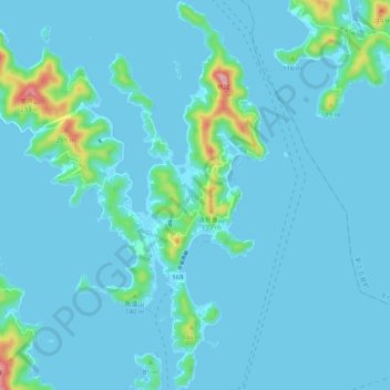奈留島 topographic map, elevation, terrain