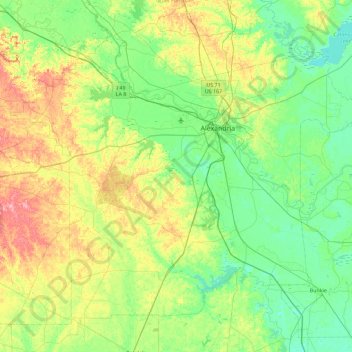 Rapides Parish topographic map, elevation, terrain