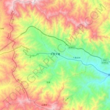 龙泉关镇 topographic map, elevation, terrain