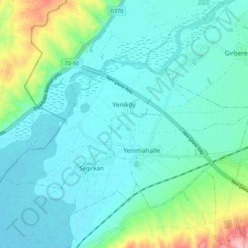 Yeniköy Mahallesi topographic map, elevation, terrain
