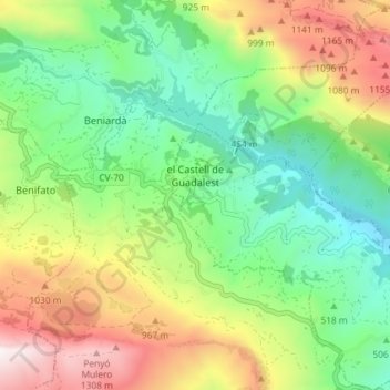 Guadalest topographic map, elevation, terrain