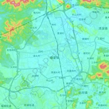 塘厦镇 topographic map, elevation, terrain