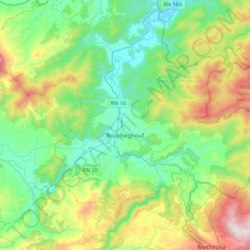 Boucheghouf topographic map, elevation, terrain