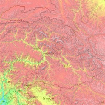 Gilgit-Baltistan topographic map, elevation, terrain