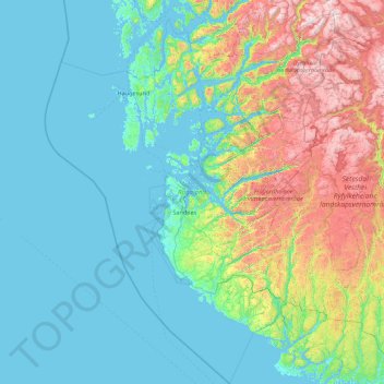 Rogaland topographic map, elevation, terrain