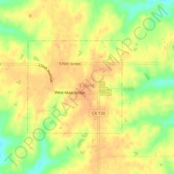 Exline topographic map, elevation, terrain