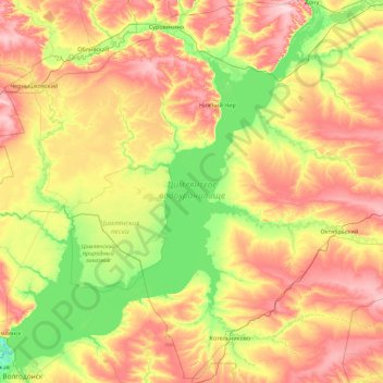Zimljansker Stausee topographic map, elevation, terrain