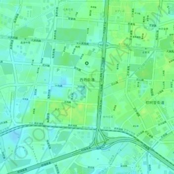 西苑街道 topographic map, elevation, terrain