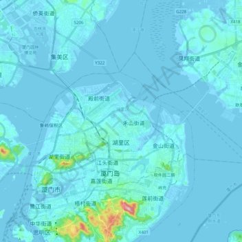 湖里区 topographic map, elevation, terrain