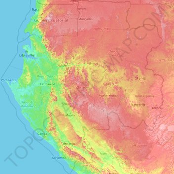 Gabon topographic map, elevation, terrain