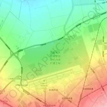 机场片区 topographic map, elevation, terrain