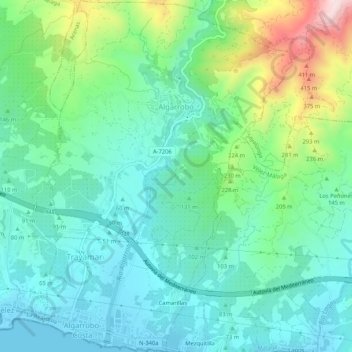 Algarrobo topographic map, elevation, terrain