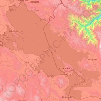 Lake Titicaca topographic map, elevation, terrain