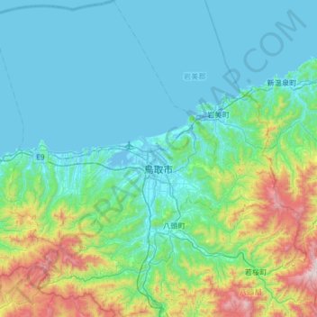 鳥取市 topographic map, elevation, terrain