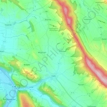 Halle topographic map, elevation, terrain