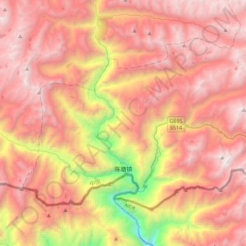 陈塘镇 topographic map, elevation, terrain