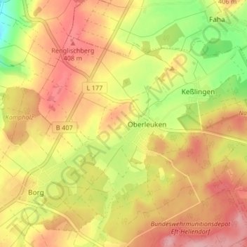 Oberleuken topographic map, elevation, terrain